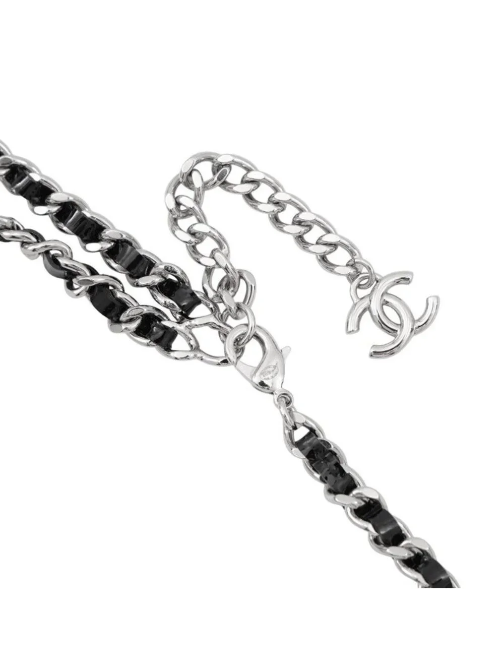 Chanel Necklace CC Logo Chain Long B 25 P Black